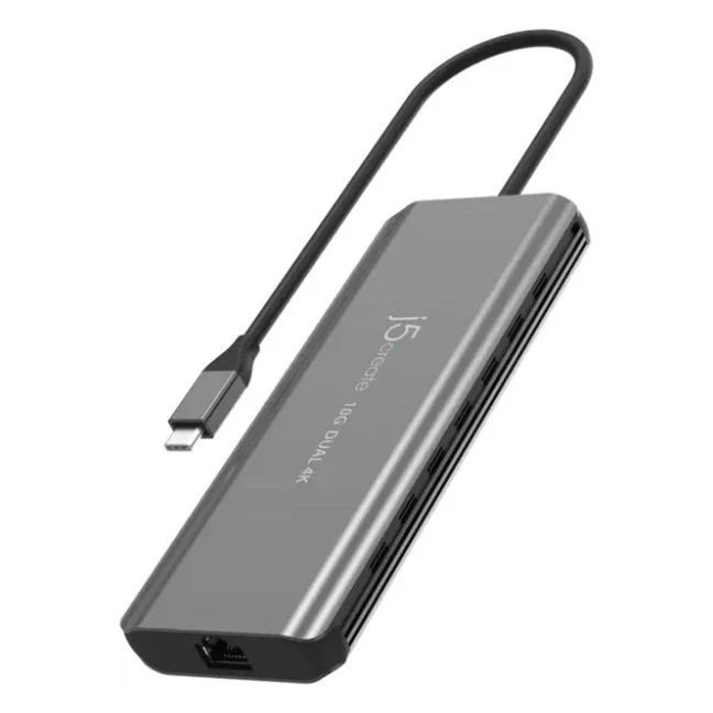 Концентратор J5create USB-C 7-in-1 2xHDMI + 2xUSB 3.2 + 1xRJ45 1000Mbps + PD100W + 3.5mm black (JCD398-N) — фото 2