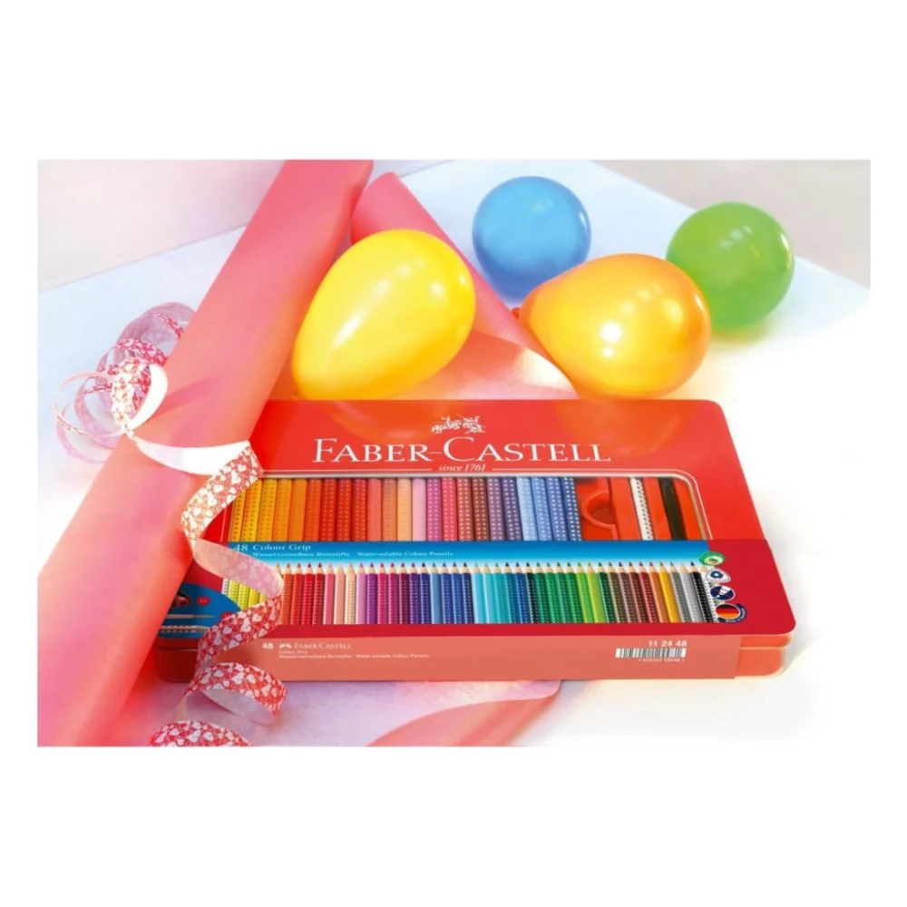 Олівці кольорові Faber-Castell Grip, акварельні, 48 кольорів в металевій коробці з аксесуарами 112448 (26536) — фото 6