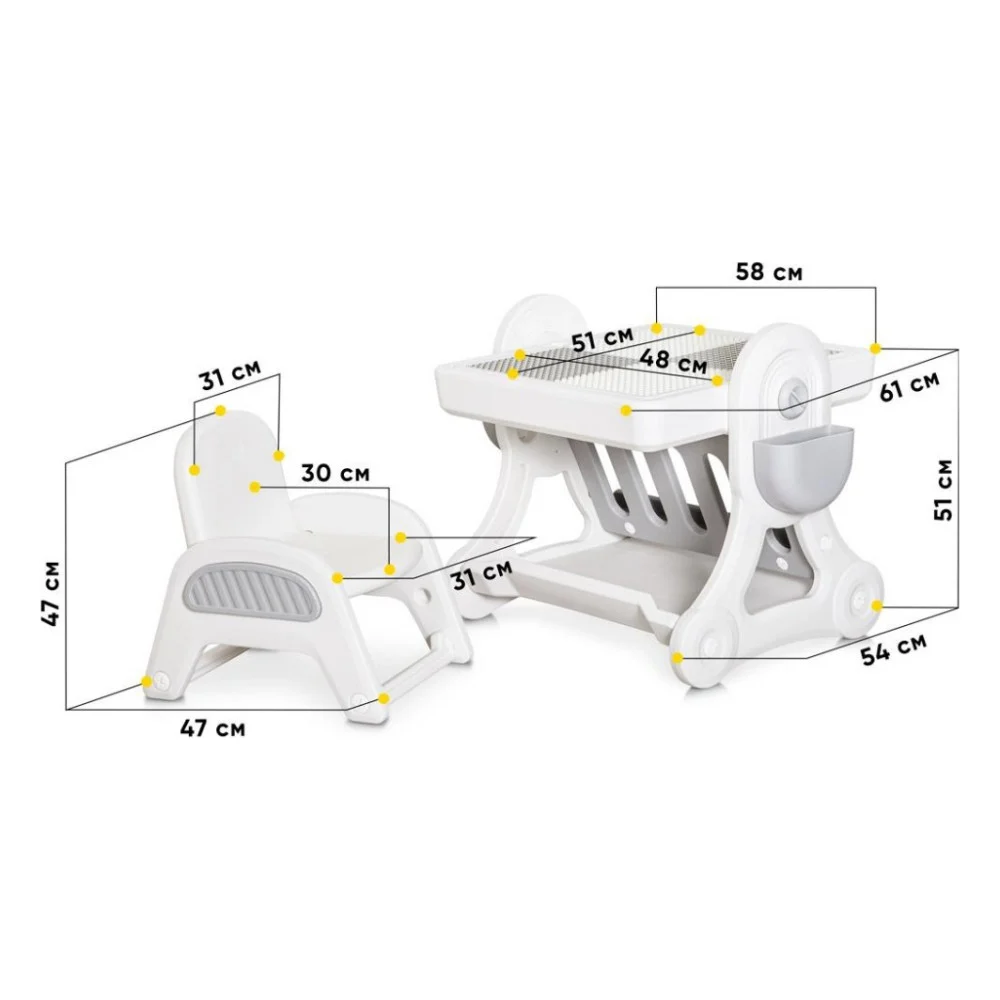 Дитячий стіл Mealux Robin: стіл + стілець (KD-F051 White/Grey) — фото 3