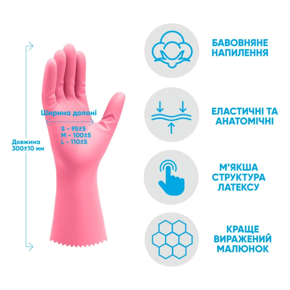 Рукавички господарські Добра Господарочка Латексні Делікат Розмір M (4820086523684) — фото 3