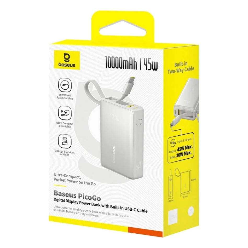 Батарея універсальна Baseus PicoGo 10000mAh 45W PD, QC, Galaxy Natural Titanium (P10076803853-00) — фото 4