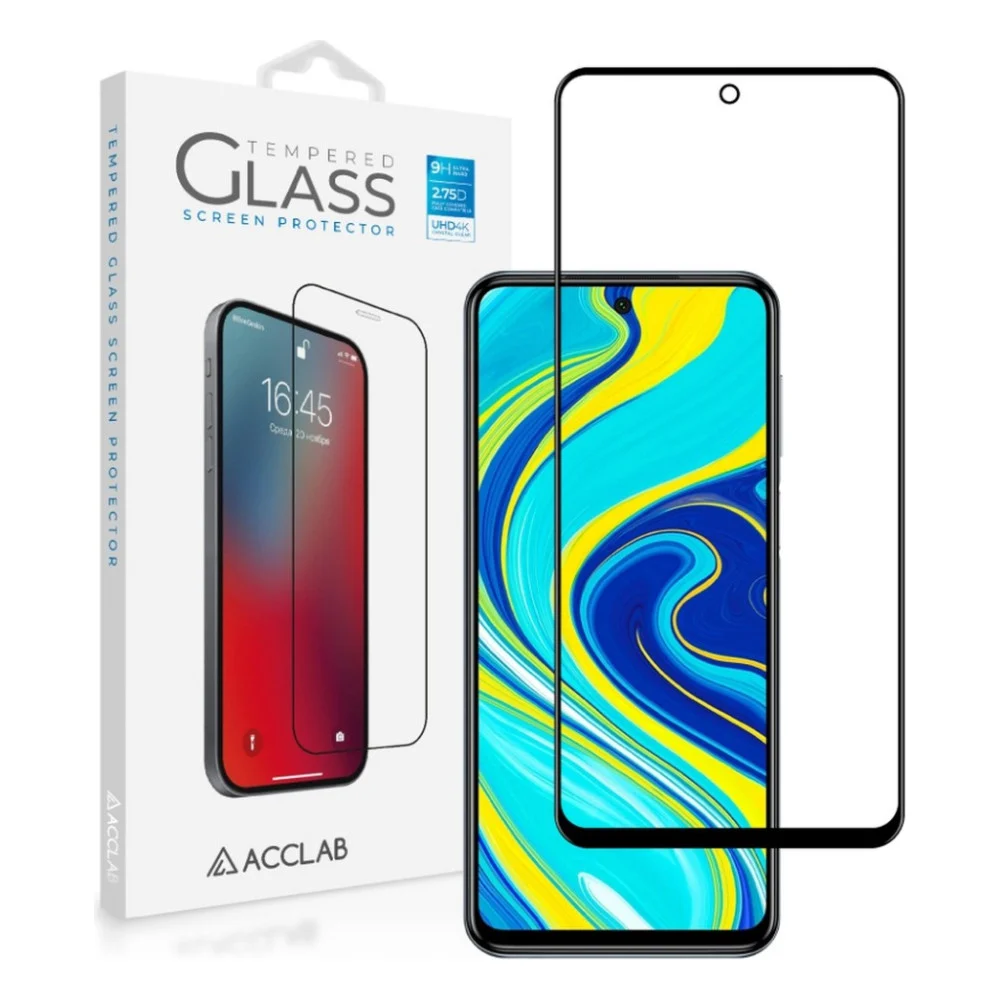 Скло захисне ACCLAB Full Glue Xiaomi Redmi Note 9S Black (1283126508806) — фото 2