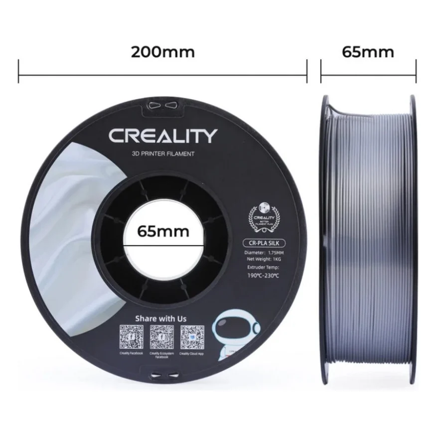 Пластик для 3D-принтера Creality PLA silky shine 1кг, 1.75мм, silver (3301120007) — фото 7