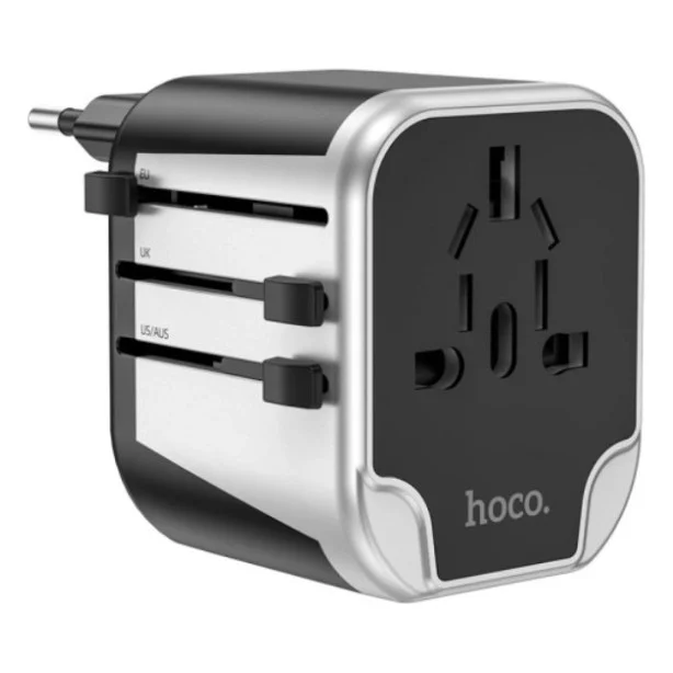 Мережевий фільтр живлення HOCO AC5 1 роз, 2 USB, 1,5м, Black/Gray (AC5ABG) — фото 3