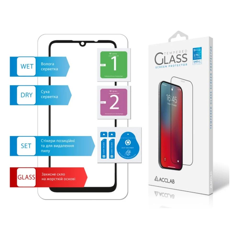 Скло захисне ACCLAB Full Glue ESD ZTE Blade A36 Black (1283126635595) — фото 7