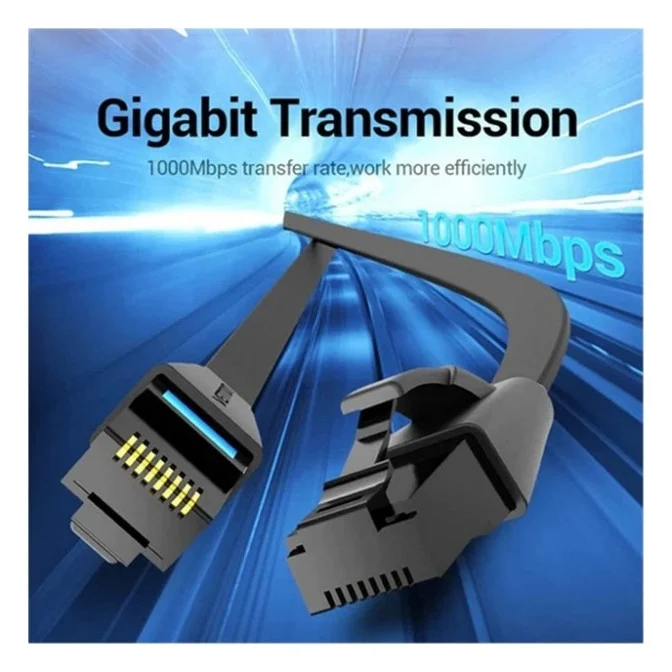 Патч-корд 10м, UTP cat 6 RJ-45 flat black Vention (IBJBL) — фото 3