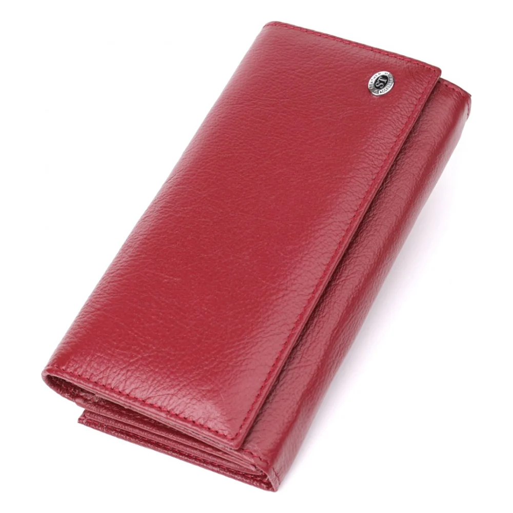 Гаманець ST Leather З натуральної шкіри Бордовий (23113)