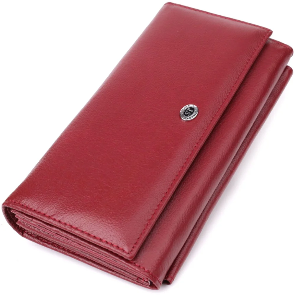 Гаманець ST Leather З кишенею для телефону з натуральної шкіри Бордовий (23069)
