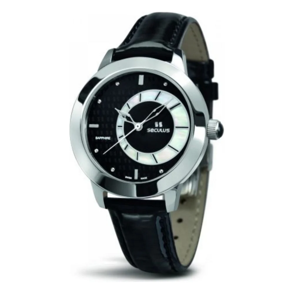 Наручний годинник Seculus 1671.2.1063 black mop, ss, black leather