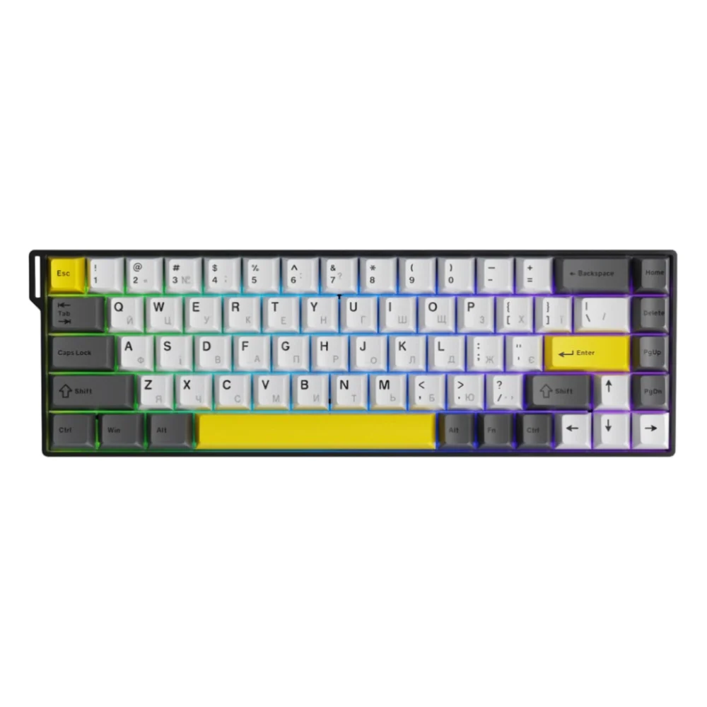 Клавіатура Ajazz AK680 V2 Ice Island Magnetic Switch USB UA Black/Gray/Yellow (AK680-V2-I-BGY)