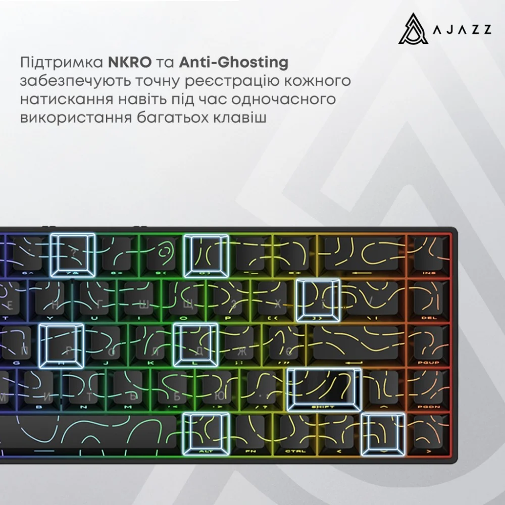 Клавіатура Ajazz AK680 V2 Ice Island Magnetic Switch USB UA Gray/Black (AK680-V2-I-GB) — фото 12