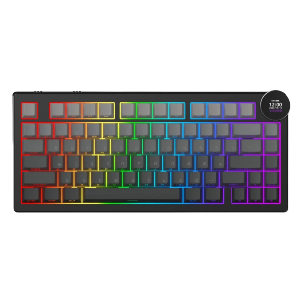 Клавіатура Ajazz AK820 V2 White Peach Switch Wireless/Bluetooth/USB UA Black/Gray (AK820-V2-WP-S-BG)