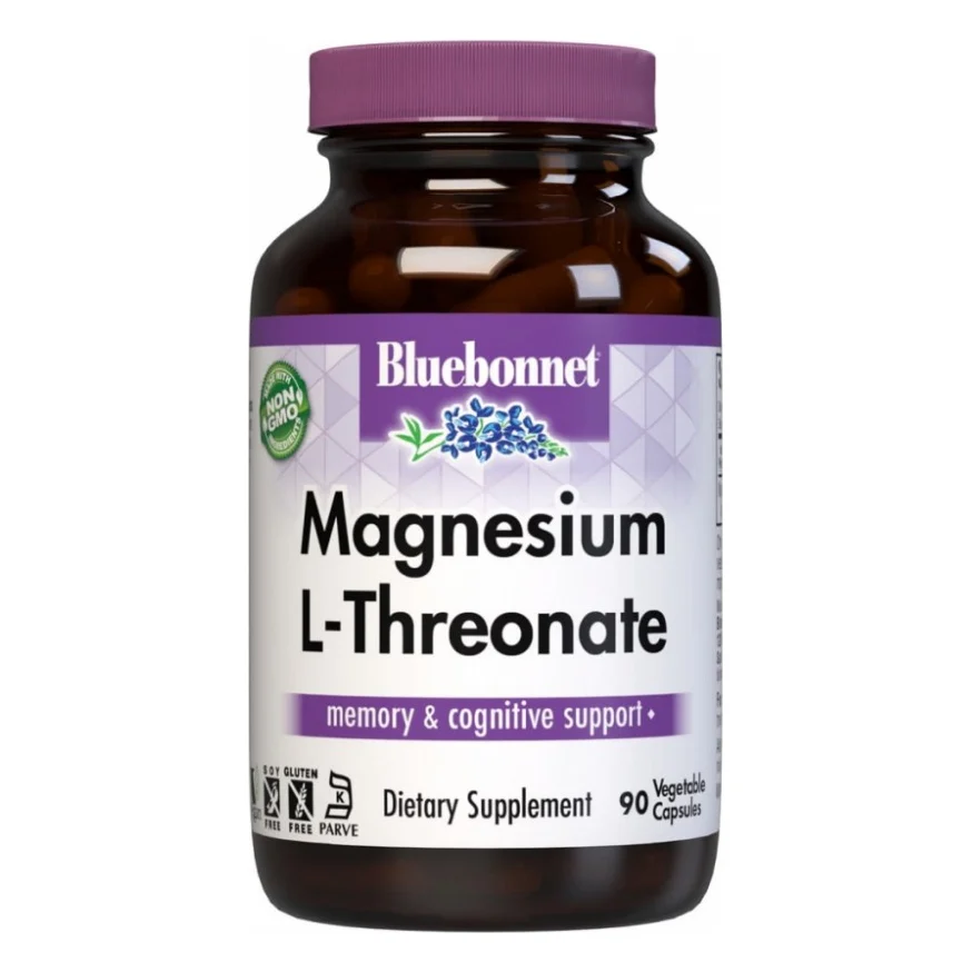 Амінокислота Bluebonnet Nutrition L-Треонат Магнію, Magnesium L-Threonate, 90 вегетаріанських (BLB0750)