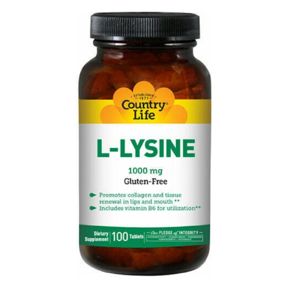 Амінокислота Country Life L-Лізин 1000мг, L-Lysine, 100 таблеток (CLF1311)