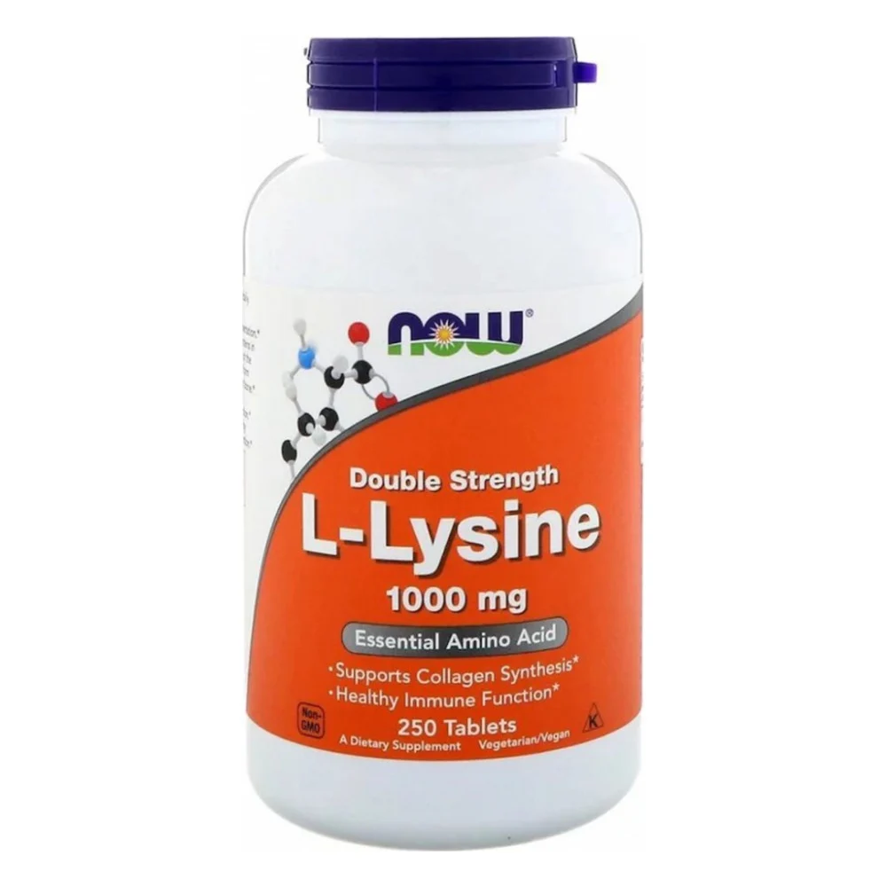 Амінокислота Now Foods L-Лізин, L-Lysin, 1000 мг, 250 таблеток (NF0123)