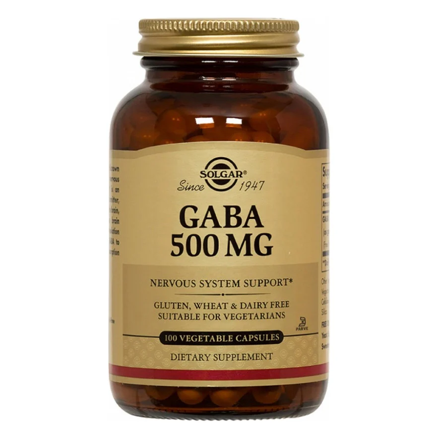 Амінокислота Solgar GABA (Гамма-аміномасляна кислота), GABA, 500 мг, 100 вегетар (SOL01211)