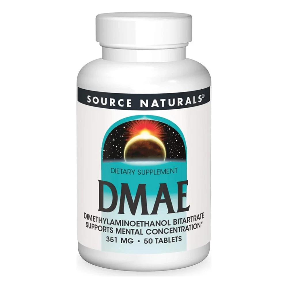 Амінокислота Source Naturals Диметиламіноетанол, 130 мг, DMAE, 50 таблеток (SN0621)