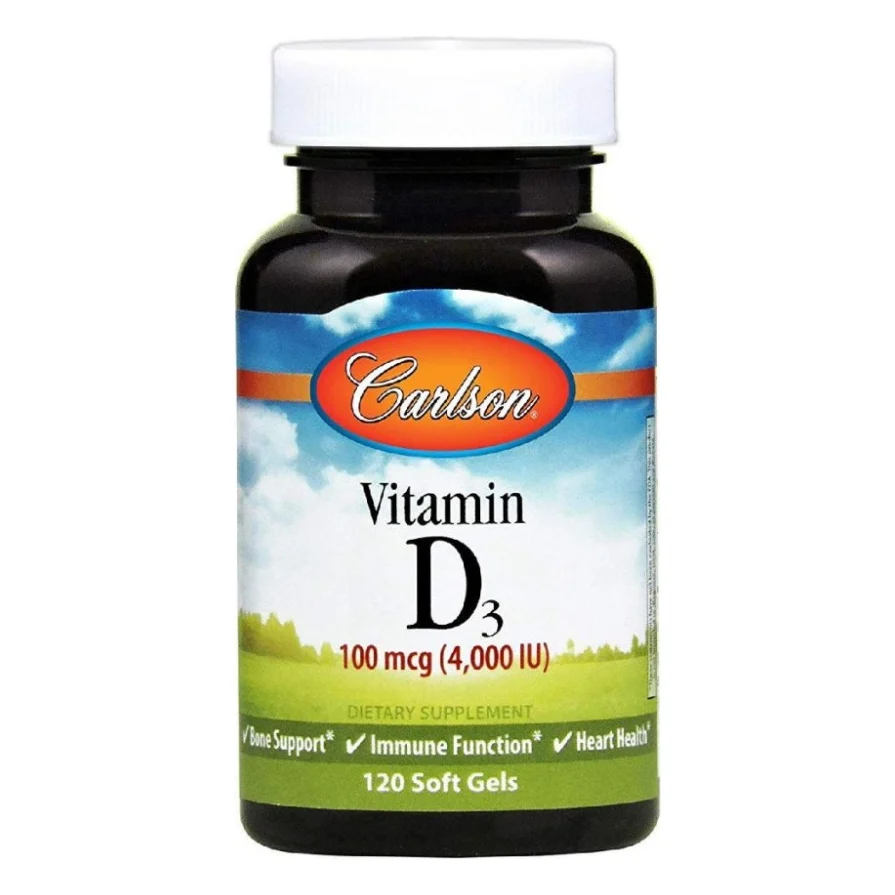Вітамінно-мінеральний комплекс Carlson Вітамін D3, 4000 МО, Vitamin D3, 120 желатинових капсул (CL1431)
