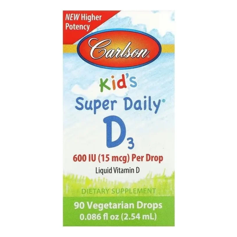 Вітамінно-мінеральний комплекс Carlson Вітамін D3 для Дітей у Краплях, 600 МО, Kid's Super Daily D3, 2.54 мл (CAR-12610)