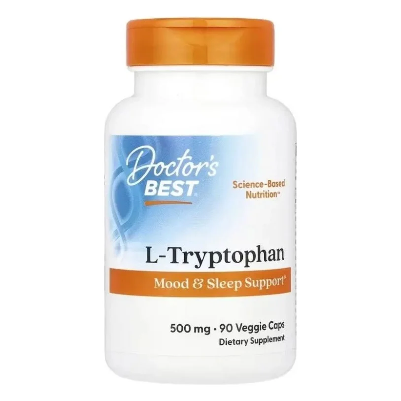 Вітамінно-мінеральний комплекс Doctor's Best L-триптофан, 500 мг, L-Tryptophan, 90 вегетаріанських капсул (DRB-00126)