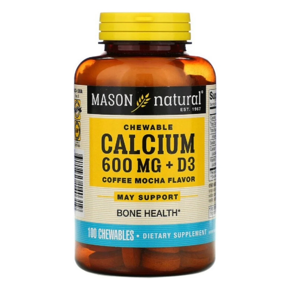Вітамінно-мінеральний комплекс Mason Natural Кальцій D3, смак кави та мокко, Calcium + D3, 100 жувальних таб (MAV-14031)