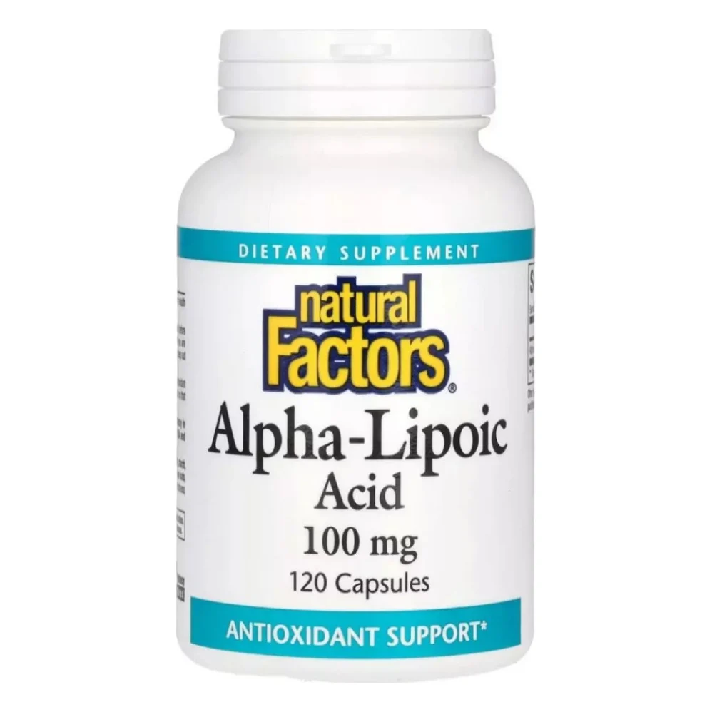 Вітамінно-мінеральний комплекс Natural Factors Альфа-ліпоєва кислота, 100 мг, Alpha-Lipoic Acid, 120 капсул (NFS-02096)