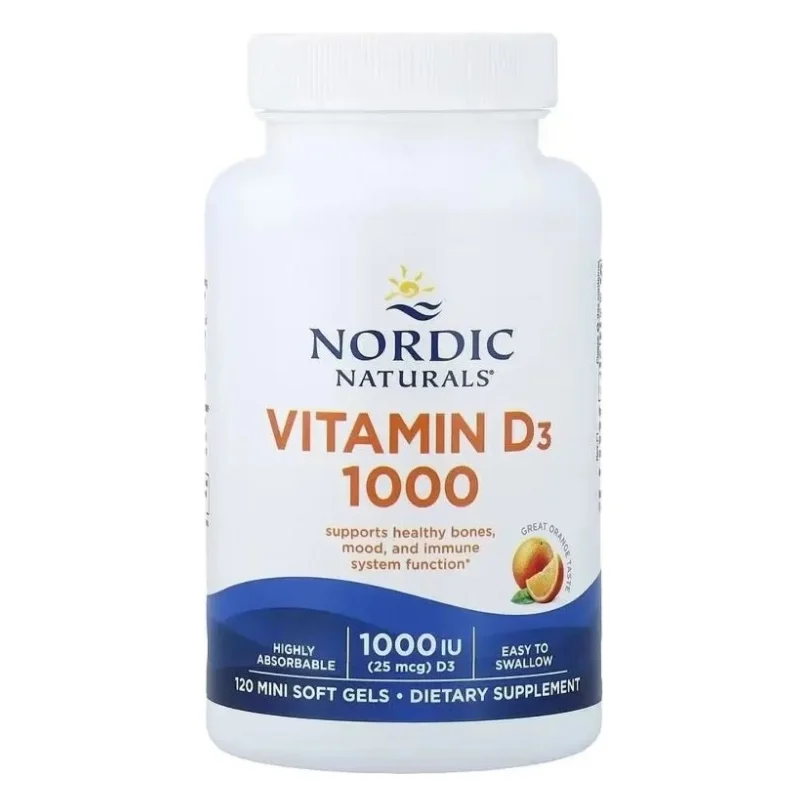 Вітамінно-мінеральний комплекс Nordic Naturals Вітамін D3, 25 мкг (1000 МО), смак апельсину, Vitamin D3, 120 міні до (NOR-01600) — фото 3