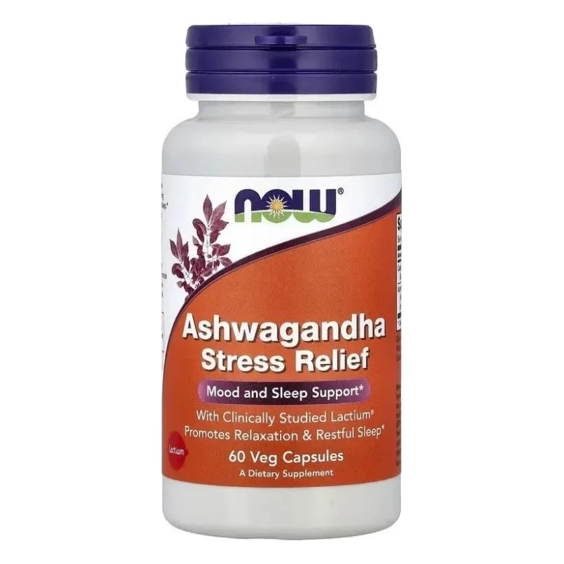 Вітамінно-мінеральний комплекс Now Foods Ашваганда, Ashwagandha Stress Relief, 60 вегетаріанських капсул (NF2375)