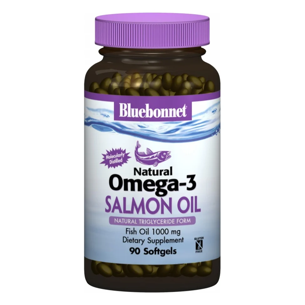 Жирні кислоти Bluebonnet Nutrition Натуральна Омега-3 з лососевих Жира, 90 желатинових (BLB0952)