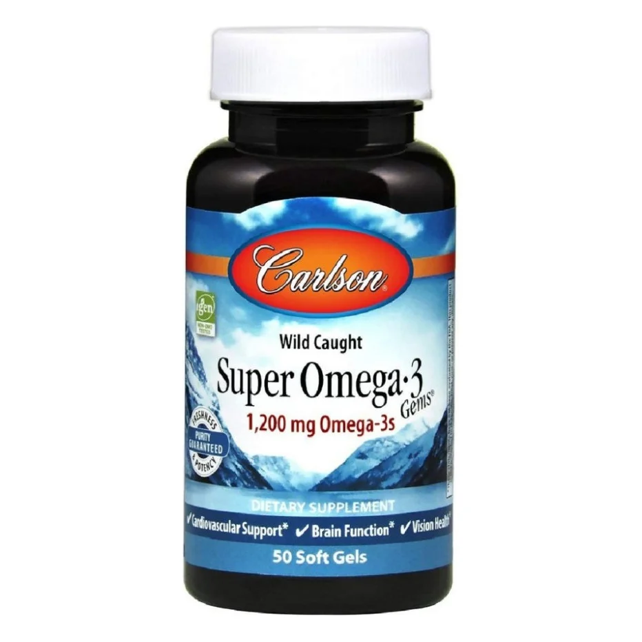 Жирні кислоти Carlson Супер Омега-3, 1200 мг, Super Omega-3, 50 желатинових капсул (CL1520)