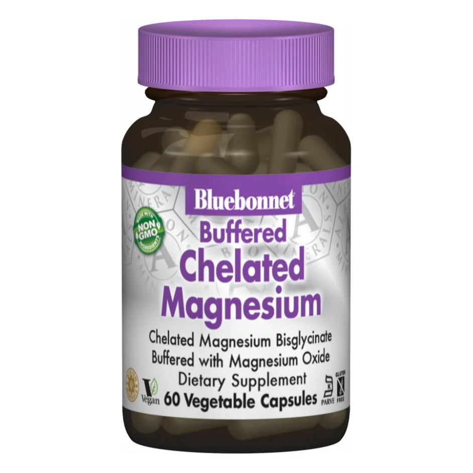 Мінерали Bluebonnet Nutrition Хелатний Буферний Магній 200мг, Albion, 60 гелевих капсул (BLB-00672)