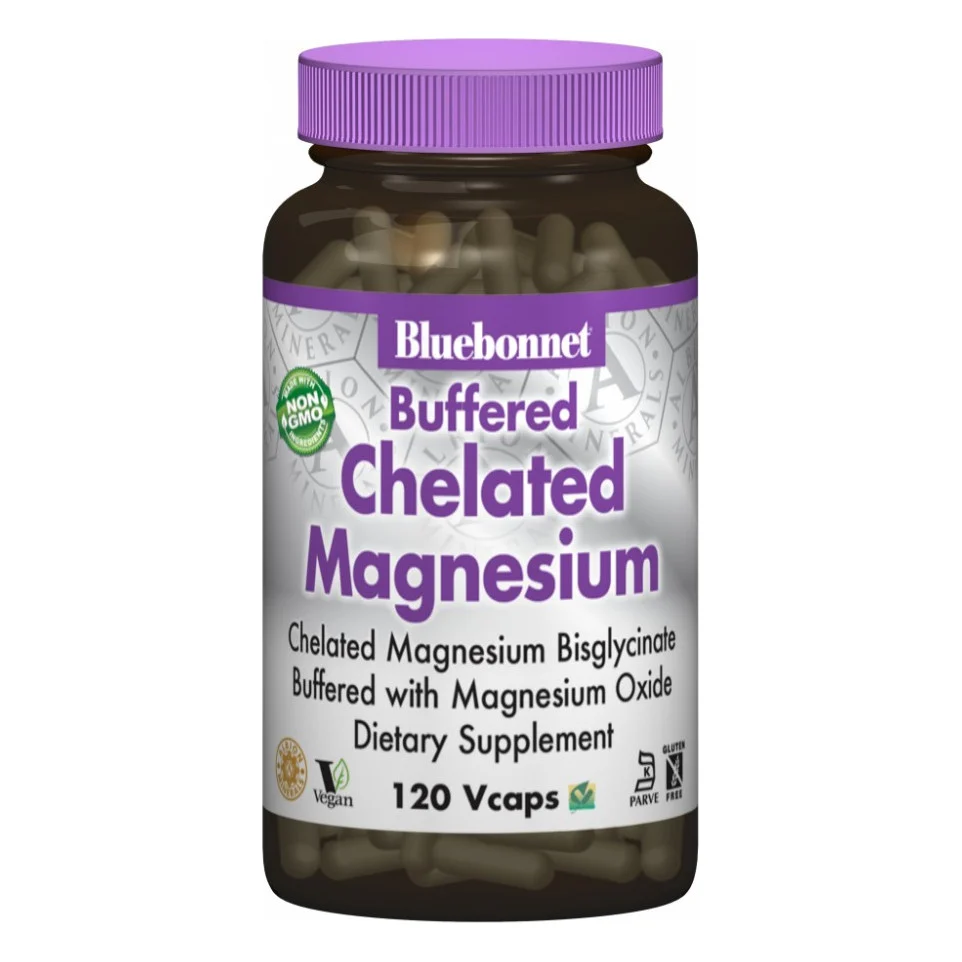 Мінерали Bluebonnet Nutrition Хелатний Буферний Магній 200мг, Albion, 120 гелевих капсул (BLB-00673)