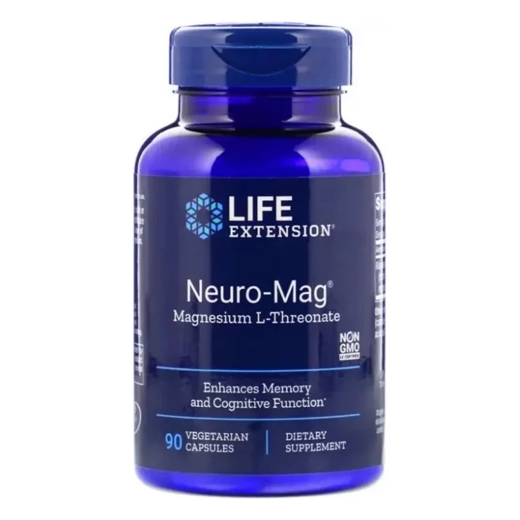 Мінерали Life Extension Магній L-треонат, Magnesium L-Threonate, Neuro-Mag, 90 капсу (LEX-16039)