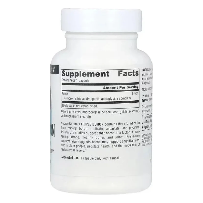 Мінерали Source Naturals Бор потрійний, 3 мг, Triple Boron, 100 капсул (SNS-01913) — фото 2