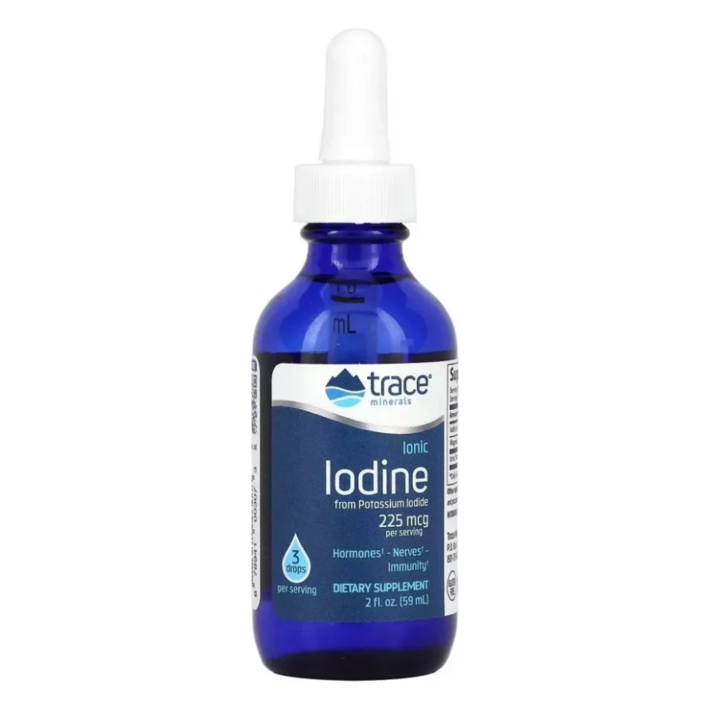 Мінерали Trace Minerals Йод іонний у краплях, 225 мкг, Ionic Iodine, 59 мл (TMR-00307)