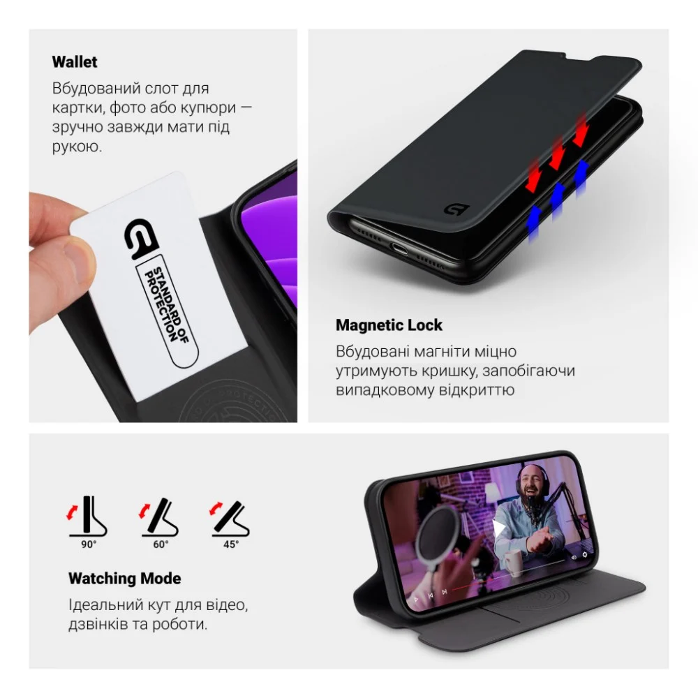 Чохол до мобільного телефона Armorstandart OneFold Case OPPO Reno16 Pro 5G Black (ARM92267) — фото 5