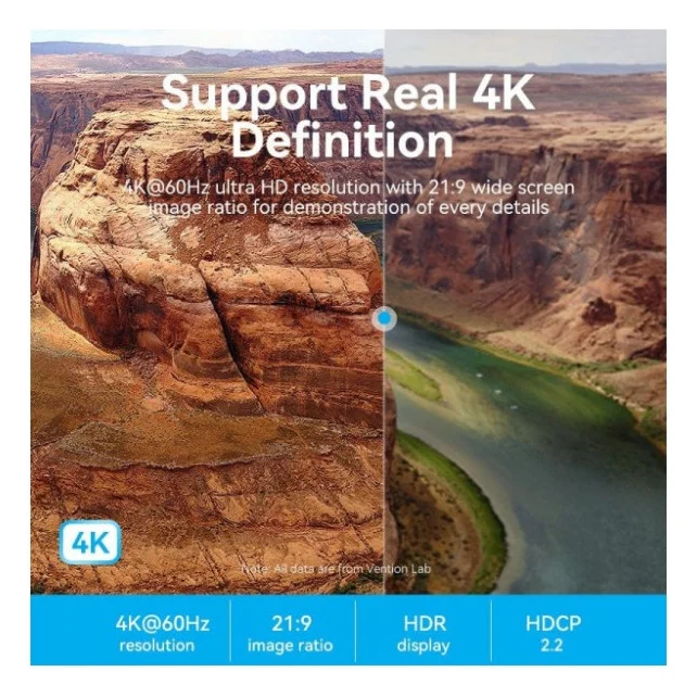 Кабель мультимедійний HDMI M to HDMI M 8.0m V2.0 4K60Hz aluminum alloy blue Vention (ALHSK) — фото 7