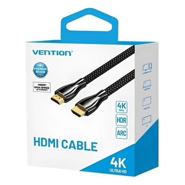 Кабель мультимедійний HDMI M to HDMI M 3.0m V2.0 4K60Hz braided zinc alloy black Vention (ALMBI) — фото 3