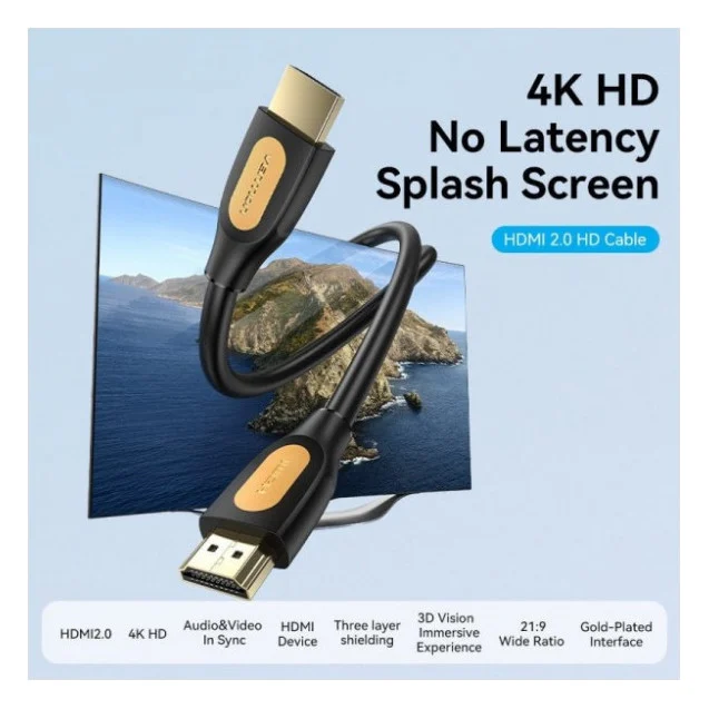 Кабель мультимедійний HDMI M to HDMI M 10.0m V2.0 4K60Hz PVC black Vention (ALIBL) — фото 3