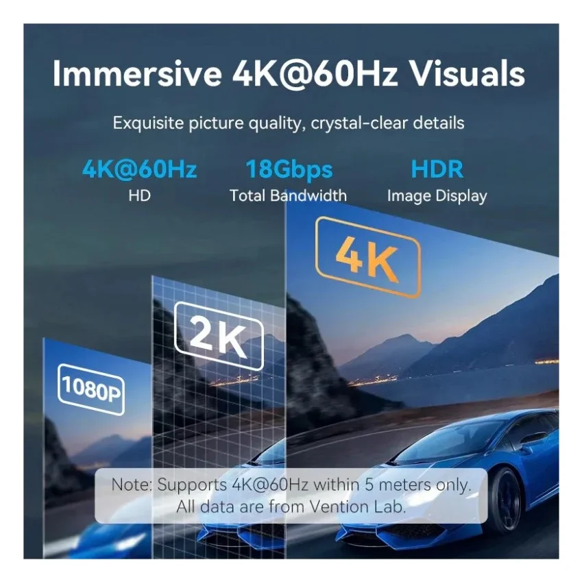 Кабель мультимедійний HDMI M to HDMI M 10.0m 4K30Hz cotton braided black Vention (ALLBL) — фото 3