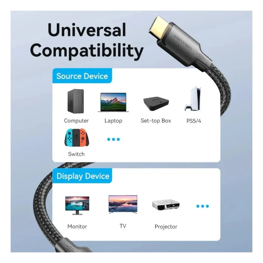 Кабель мультимедійний HDMI M to HDMI M 20.0m 1080p60Hz cotton braided black Vention (ALLBQ) — фото 5