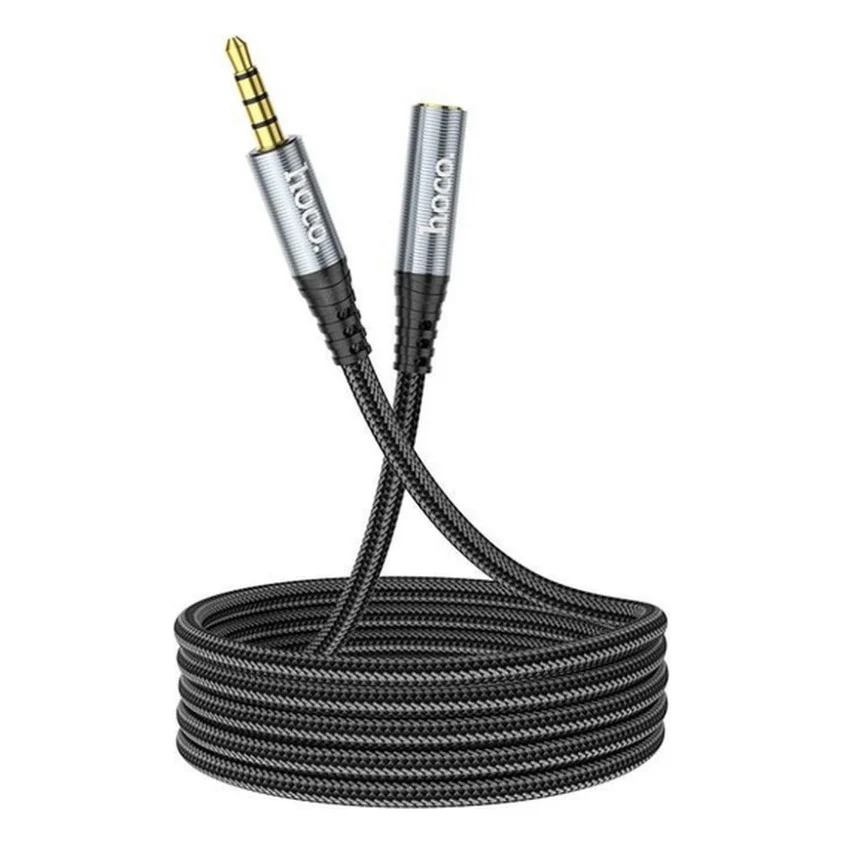 Кабель мультимедійний 3.5mm M to 3.5mm F 1.0m Gray HOCO (6931474762153)