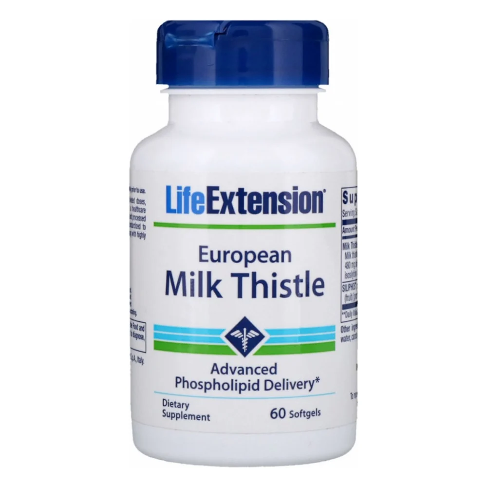 Трави Life Extension Силімарин (Розторопша), European Milk Thistle, 60 желатинови (LEX-19226)