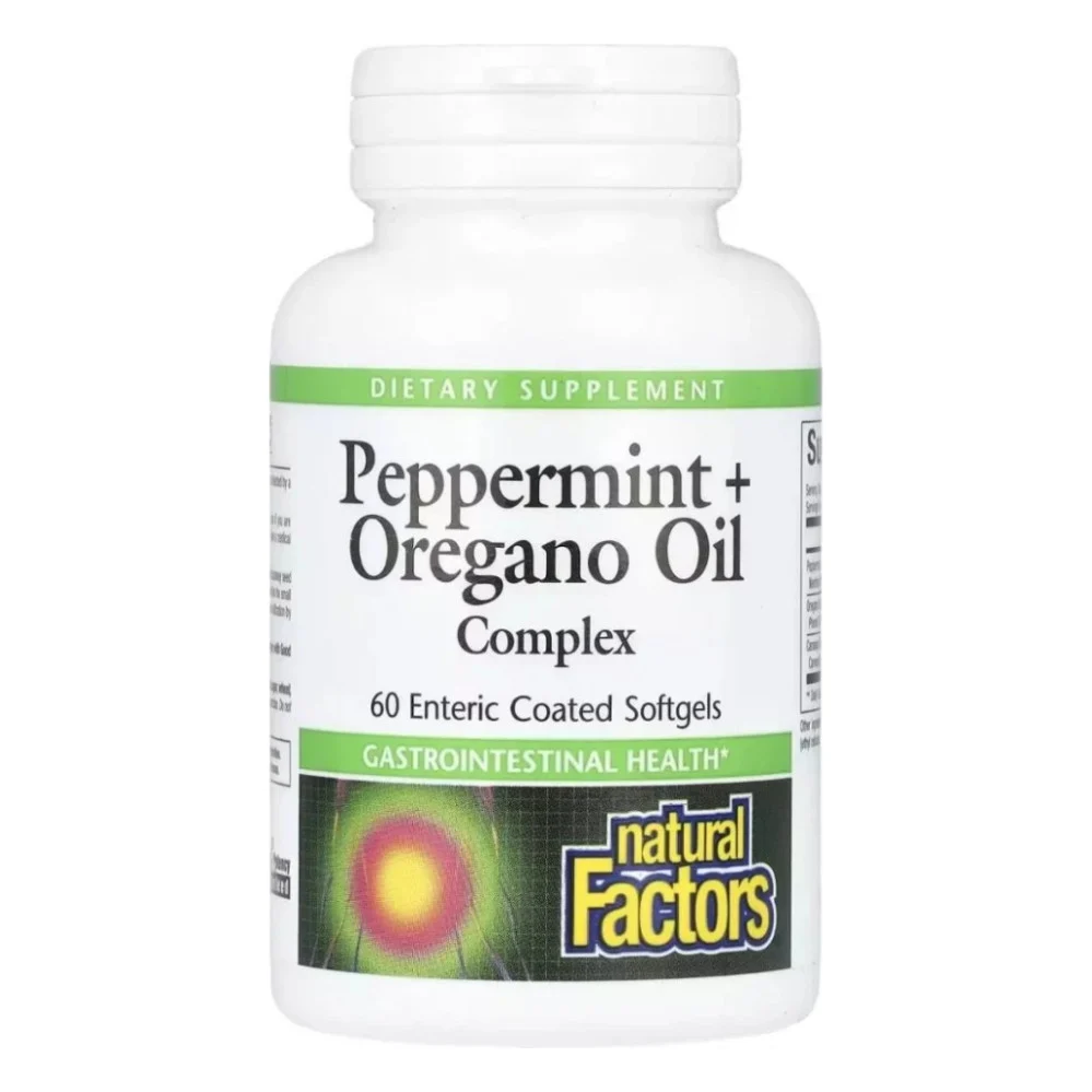 Трави Natural Factors Олія перцевої м'яти, орегано та кмину, Peppermint+Oregano Oil Complex (NFS-03516)