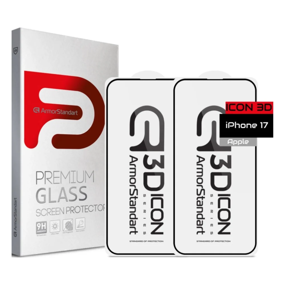 Скло захисне Armorstandart Icon 3D iPhone 17 Black 2 pcs (ARM89133)