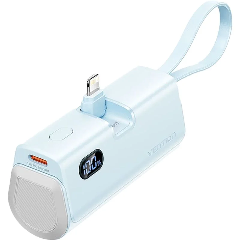 Батарея універсальна Vention 4800mAh 22.5W PD LED display with built-in USB-C cable Blue (FHRL0)
