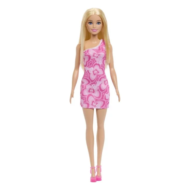 Лялька Barbie Супер стиль у рожевій сукні з принтом (блондинка) (JLG03)