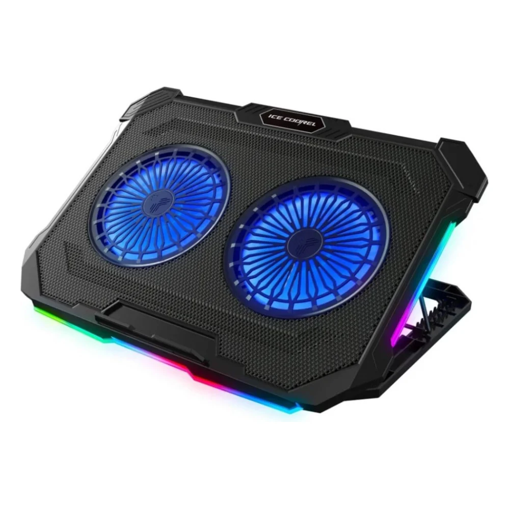 Підставка до ноутбука IceCoorel 10-17", 2*125mm 1200 RPM, 2*USB, 415x293x26.5mm, RGB (F8)