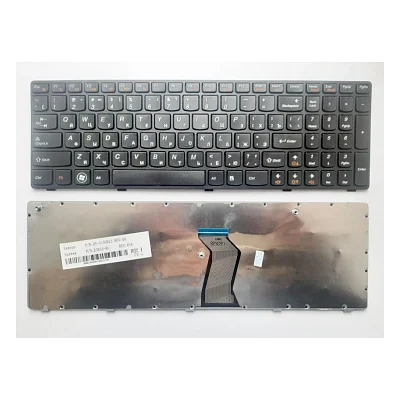 Клавіатура ноутбука Lenovo IdeaPad G570/G770/Z560 Series черная с черной рамкой RU (25-012632/25-12619/9Z.N5SSW.A0R/MP-0A/B5ASW/PK130E43A13)