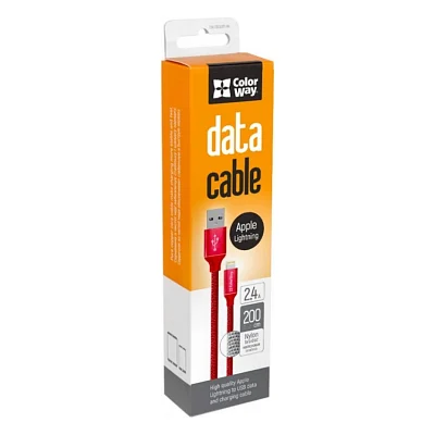 Кабель USB 2.0 AM to Lightning 2.0m red ColorWay (CW-CBUL007-RD)